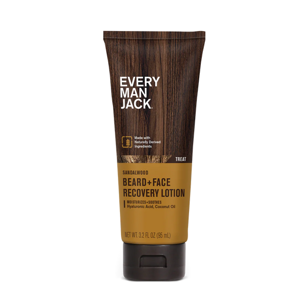 Every Man Jack Sandalwood Recovery Beard and Face Lotion for Men, Naturally Derived, 3.2 oz