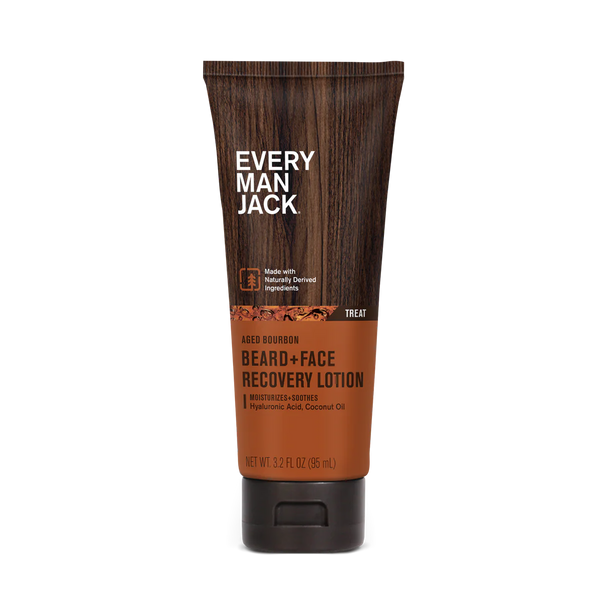 Every Man Jack Aged Bourbon Recovery Beard and Face Lotion for Men, Naturally Derived, 3.2 oz