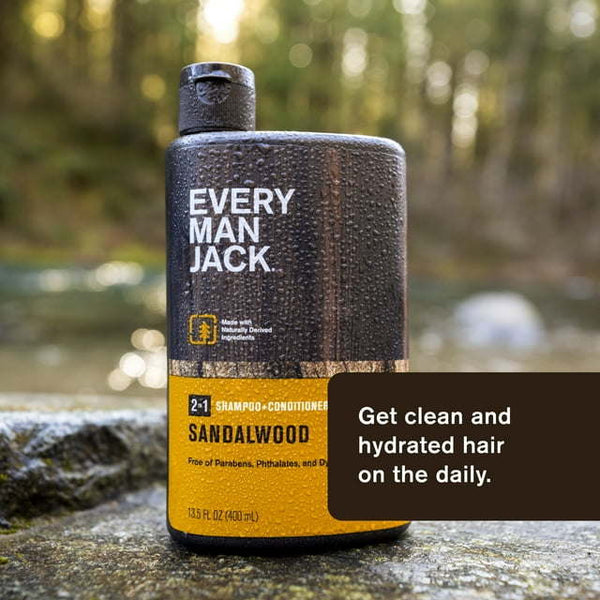 Every Man Jack Sandalwood Mens 2-in-1 Shampoo + Conditioner - For All Hair Types - 13.5oz