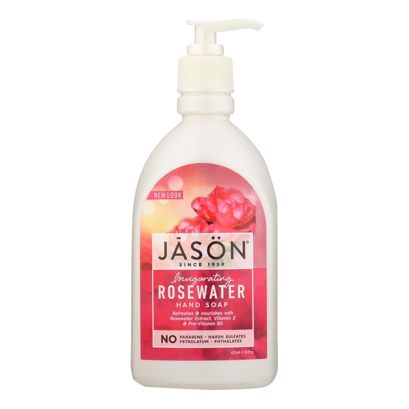 Jason Pure Natural Hand Soap Invigorating Rosewater - 16 Fl Oz